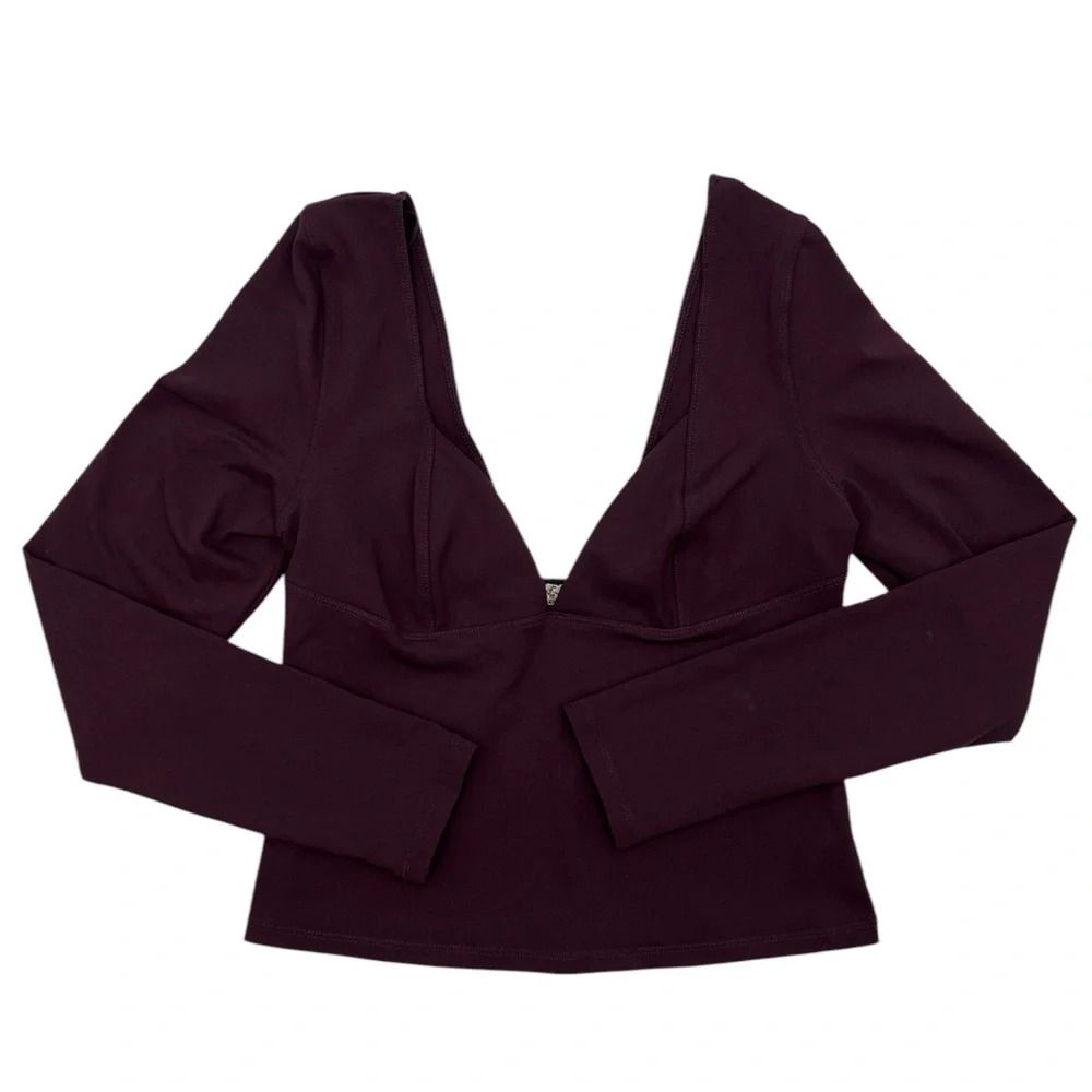 Women’s Free People Duo Corset Long Sleeve Crop Top (Plum) Size Medium - Picture 4 of 13